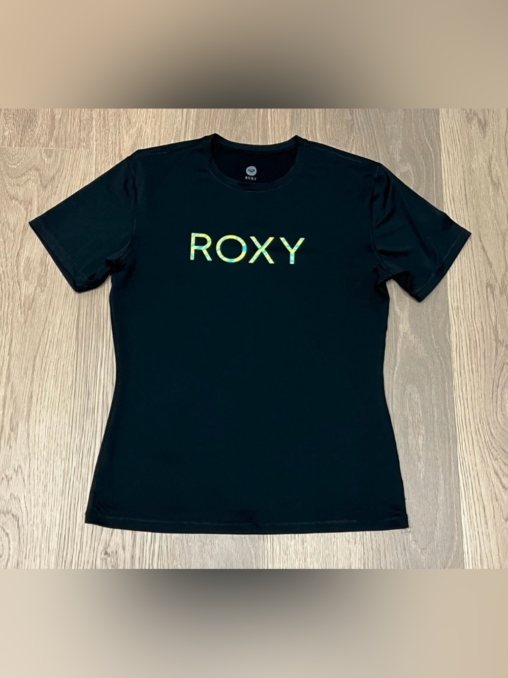 XL Womens ROXY Swim Black Rashguard Surf Shirt Top Tee *Imperfection - Read*